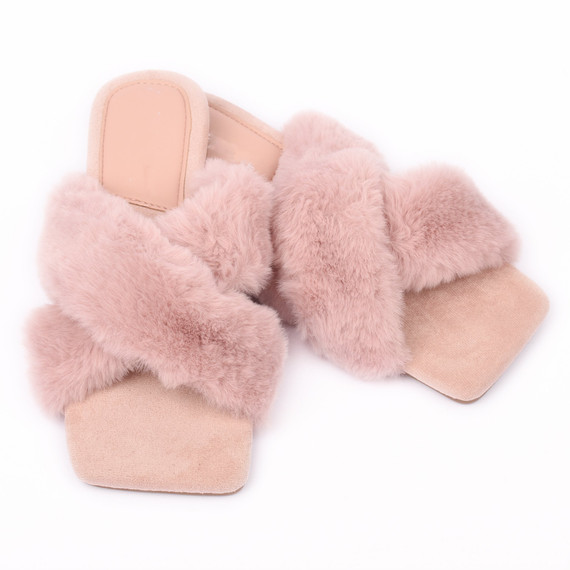 Marilyn Faux Fur Designer Inspired Slippers - Pink