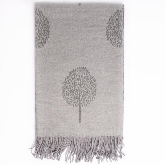 Ria Reversible Mulberry Tree Designer Inspired Scarf - Dark Grey / Grey