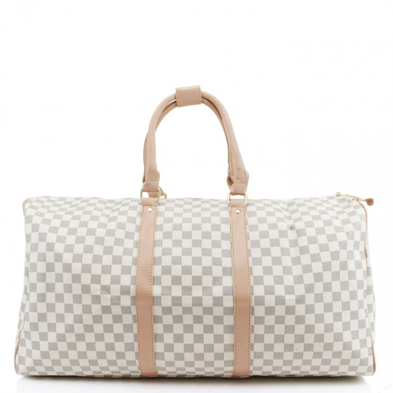 'Take Me Away' Check Weekend Bag - White Check