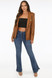Victoria Gold Button Double Breasted Tailored Blazer - Tan PU Leather