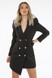 Stacey Asymmetrical Balmain Inspired Blazer Dress - Black