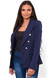 Victoria Gold Button Double Breasted Tailored Blazer in navy worn unbuttoned