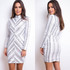 Mila Sequin Long Sleeve Mini Dress White & Silver