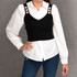 Maggie Pearl Button Knit Crop and White Shirt Set