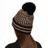 Freya Pom Pom Designer Inspired Beanie Hat - Camel / Black