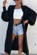 Lucy Longline Balloon Sleeve Cardigan - Black