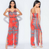 India Scarf Print Side Slit Jumpsuit