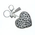 Quinn Heart Faux Fur Leopard Print Keychain - Grey