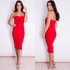 Carmel Knot Front Strapless Midi Dress - Red