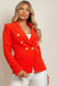 Victoria Gold Button Double Breasted Tailored Blazer - Coral