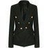 Victoria Gold Button Double Breasted Tailored Blazer - Black PU Leather