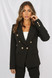 Alexandra Gold Button Double Breasted Tailored Blazer - Black