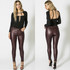 Ryleigh Leatherette Mid Rise Skinnies - Wine