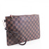 Margot Designer Inspired Clutch Bag - Brown Check