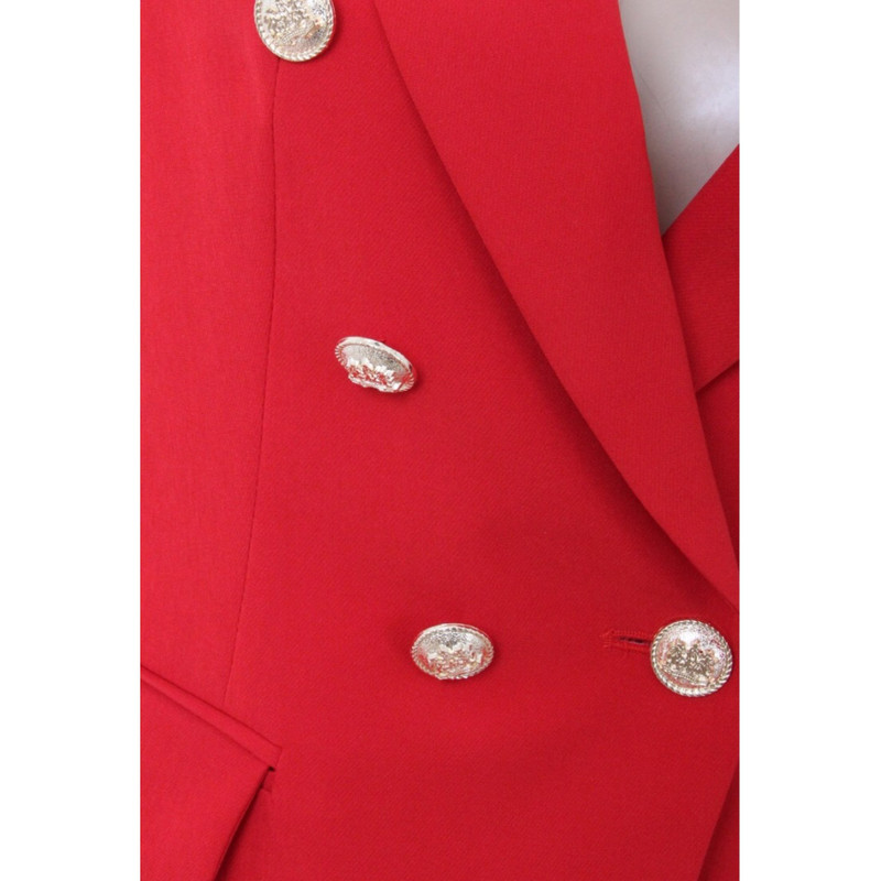 Victoria Gold Button Double Breasted Tailored Blazer - Red