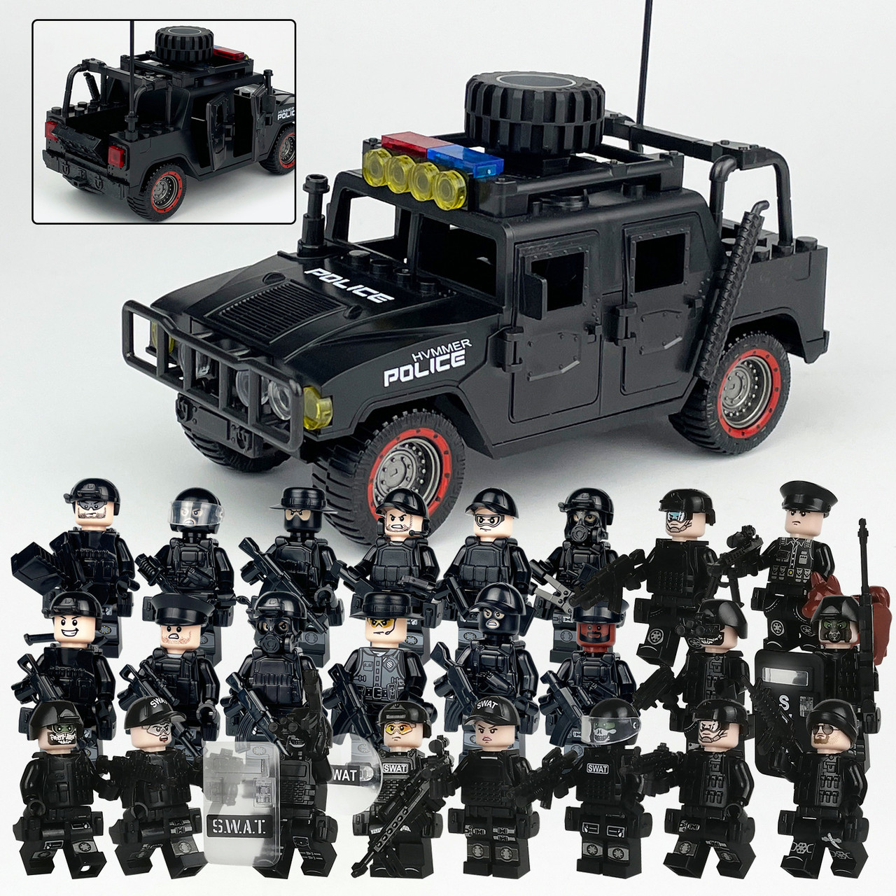 SWAT Team Special Forces 24 Custom Minifigures + Humvee - E22
