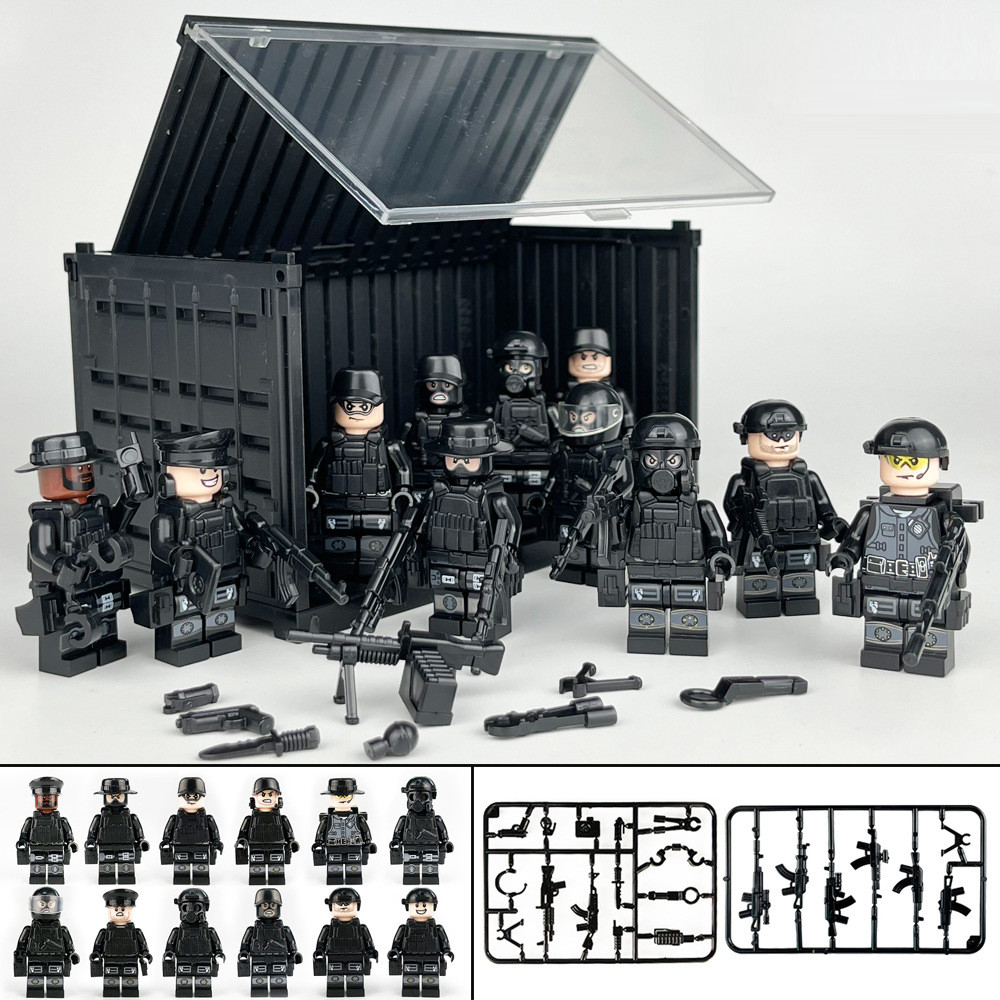 SWAT Team Special Forces 12 Custom Minifigures + Container Box