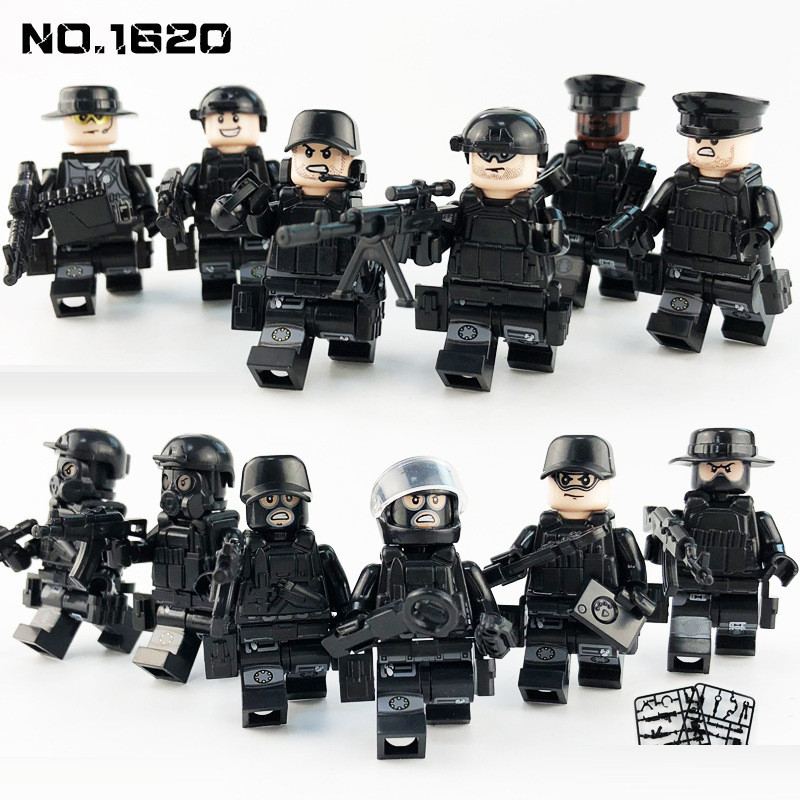 SWAT Team Special Forces 12 Custom Minifigures + Container Box