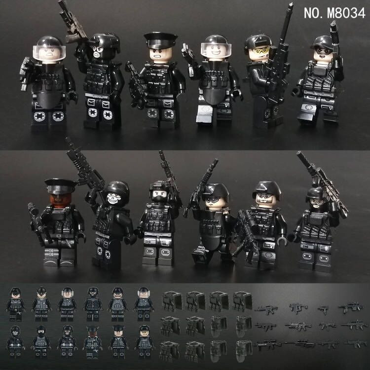 SWAT Team Special Forces 12 Custom Minifigures + Container Box