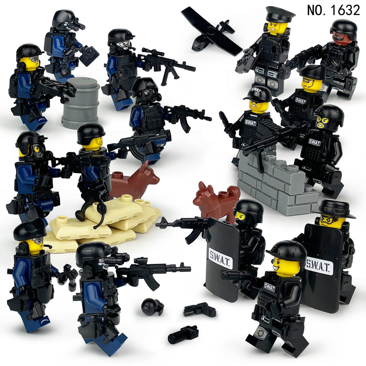 SWAT Team Special Forces 12 Custom Minifigures + Container Box