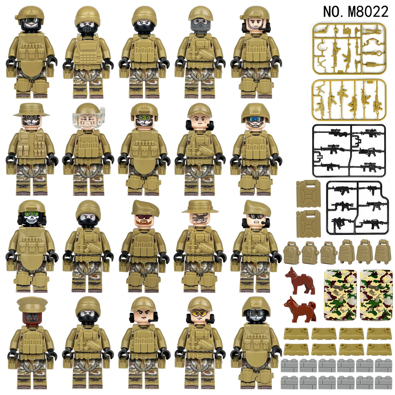 Army Special Forces 20 Custom Minifigures + Jeep - L41 - J's