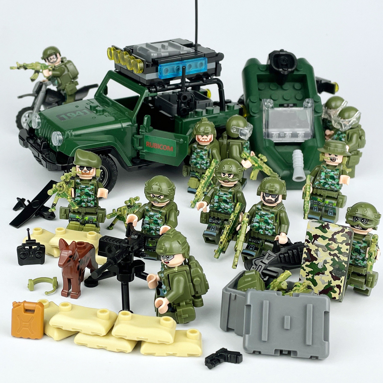 Army Jungle Special Forces 12 Custom Minifigures + Jeep - L43