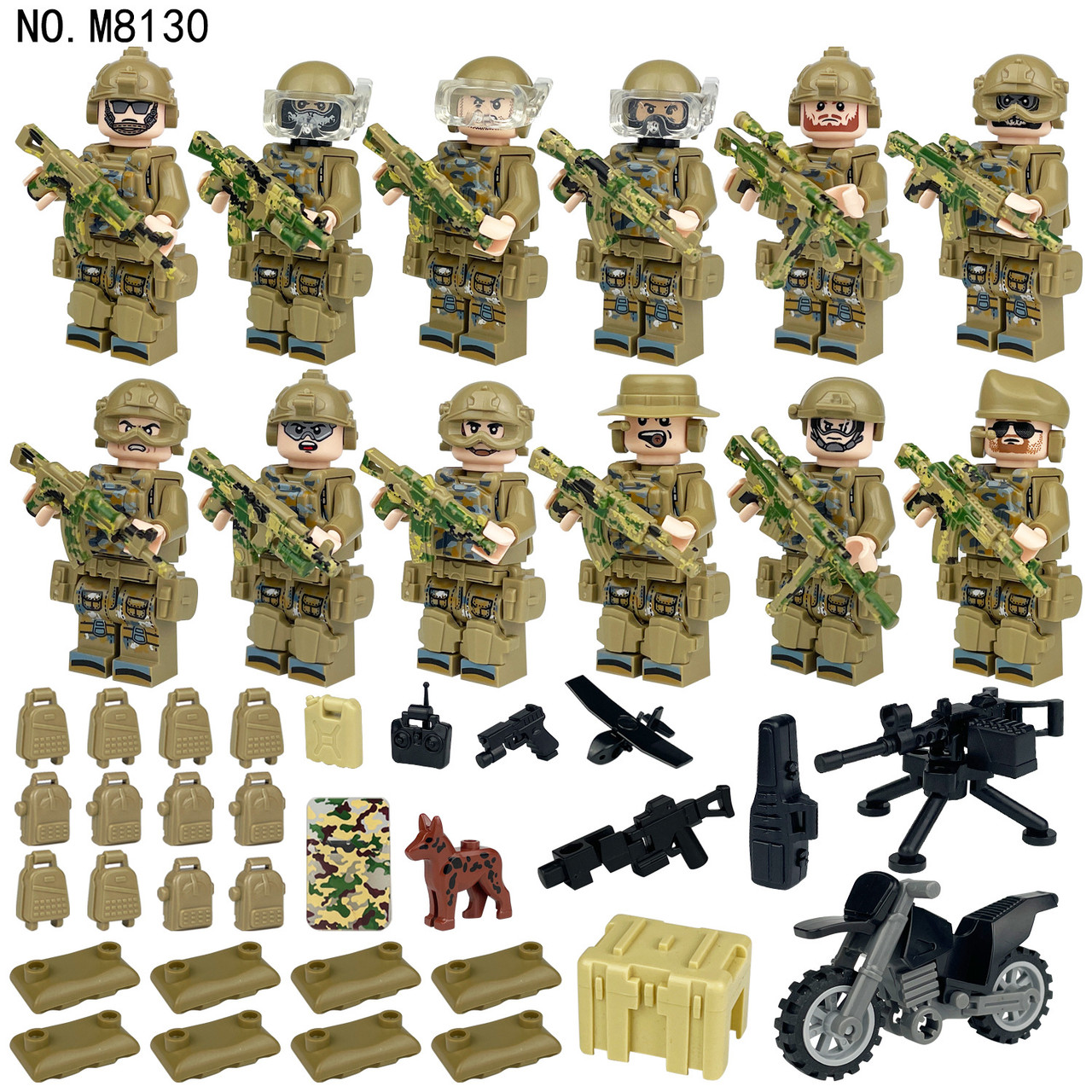 Army Special Forces 12 Custom Minifigures + Humvee - L53 - J's
