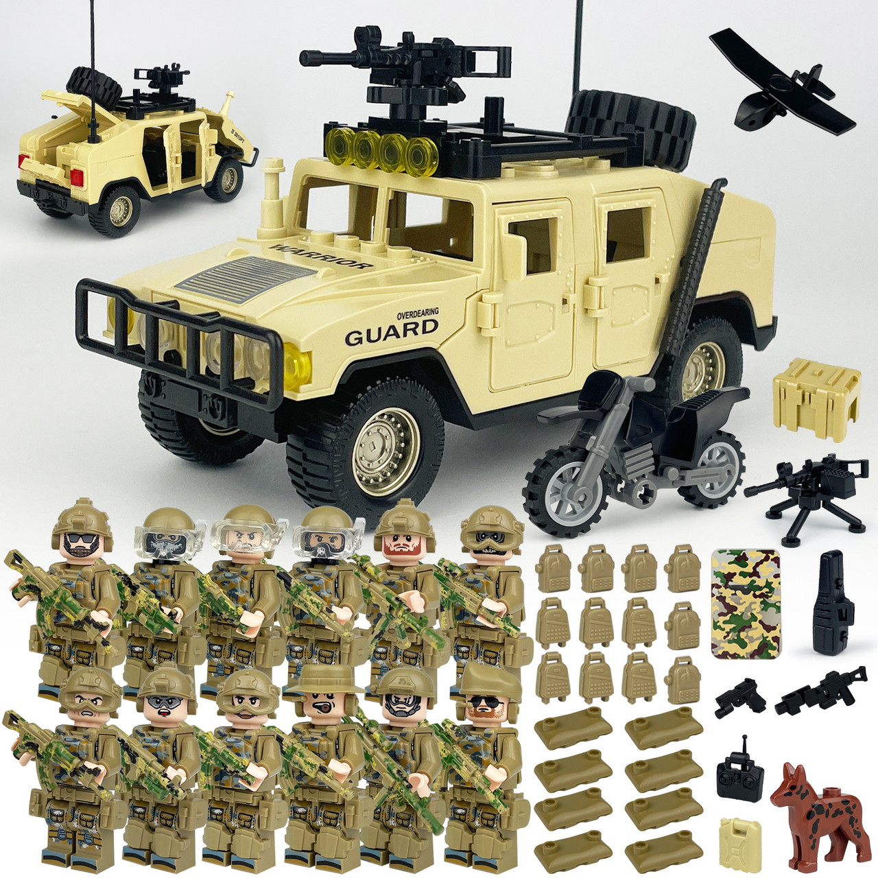 Army Special Forces 12 Custom Minifigures + Humvee - L53 - J's