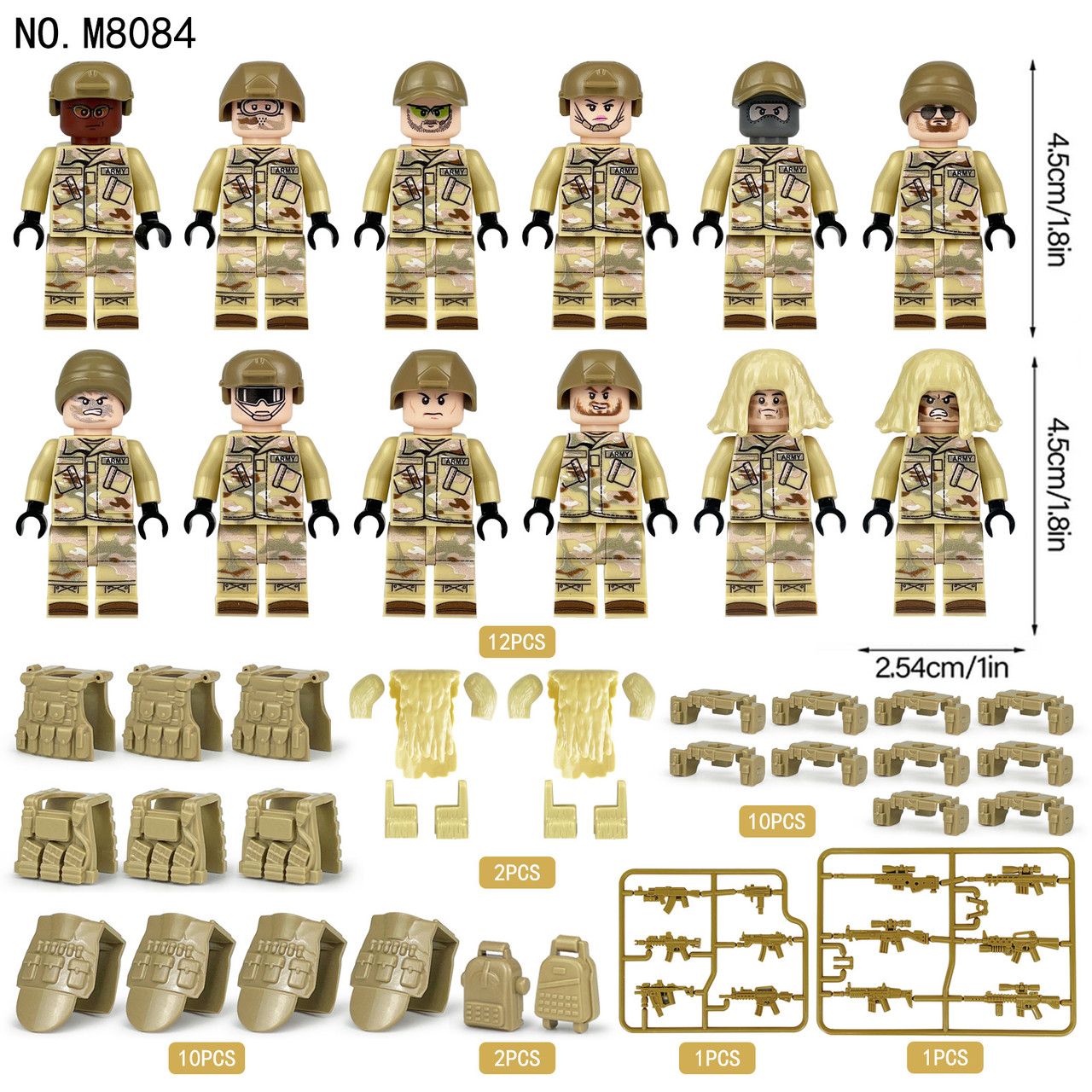 Army Special Forces 12 Custom Minifiguress - M8084 - J's Little Things