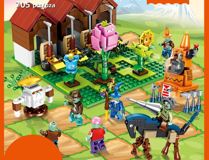 Plants vs Zombies Farm 705pcs Custom Building Block Set 90057