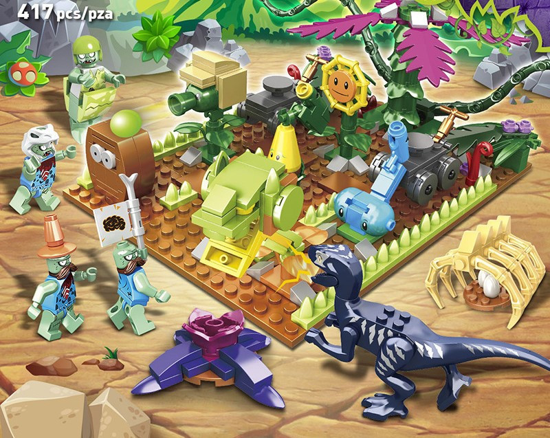 Plants vs Zombies Raptor Invasion 417pcs Custom Building Block Set