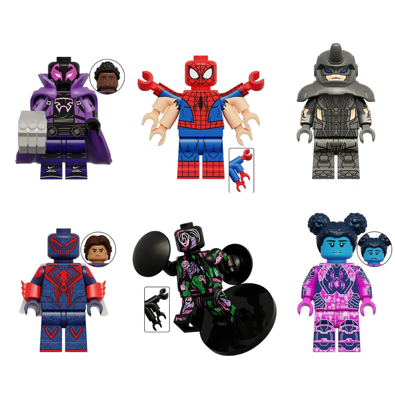 Lego spider man into hot sale the spider verse minifigures