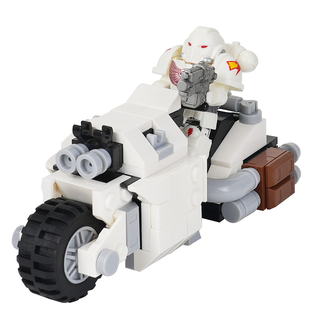 Warhammer 40K Space Marine White Bike MOC Minifigure Set J's