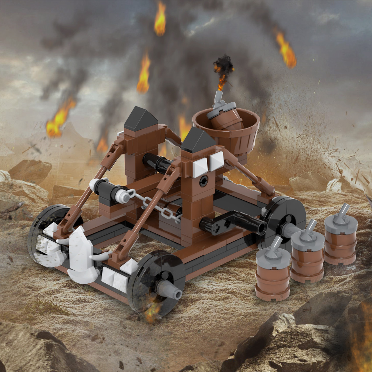 Medieval Powder Keg Catapult MOC Set 188pcs J's Little Things