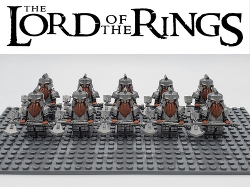 LOTR Dwarf Heavy Axe Infantry Army 10 Minifigures Set