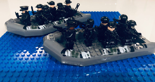 SWAT Team 12 Minifigures + Boats x2 Special Forces Sets