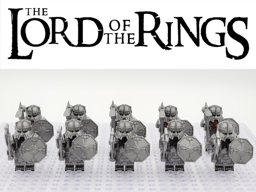 LOTR Mountain Dwarves Heavy Silver Army 10 Minifigures Set