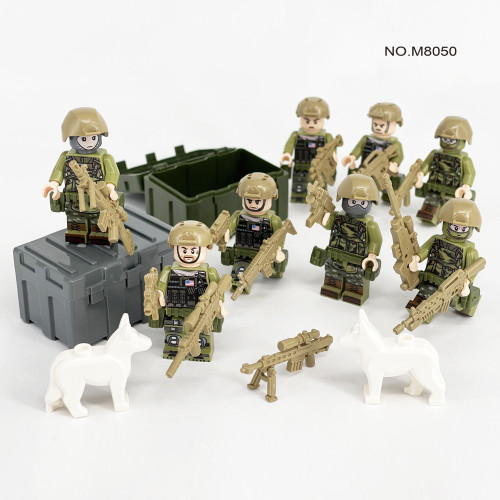 Army Special Forces Custom 8 Minifigures + Weapon Box and Accessories Set M8050