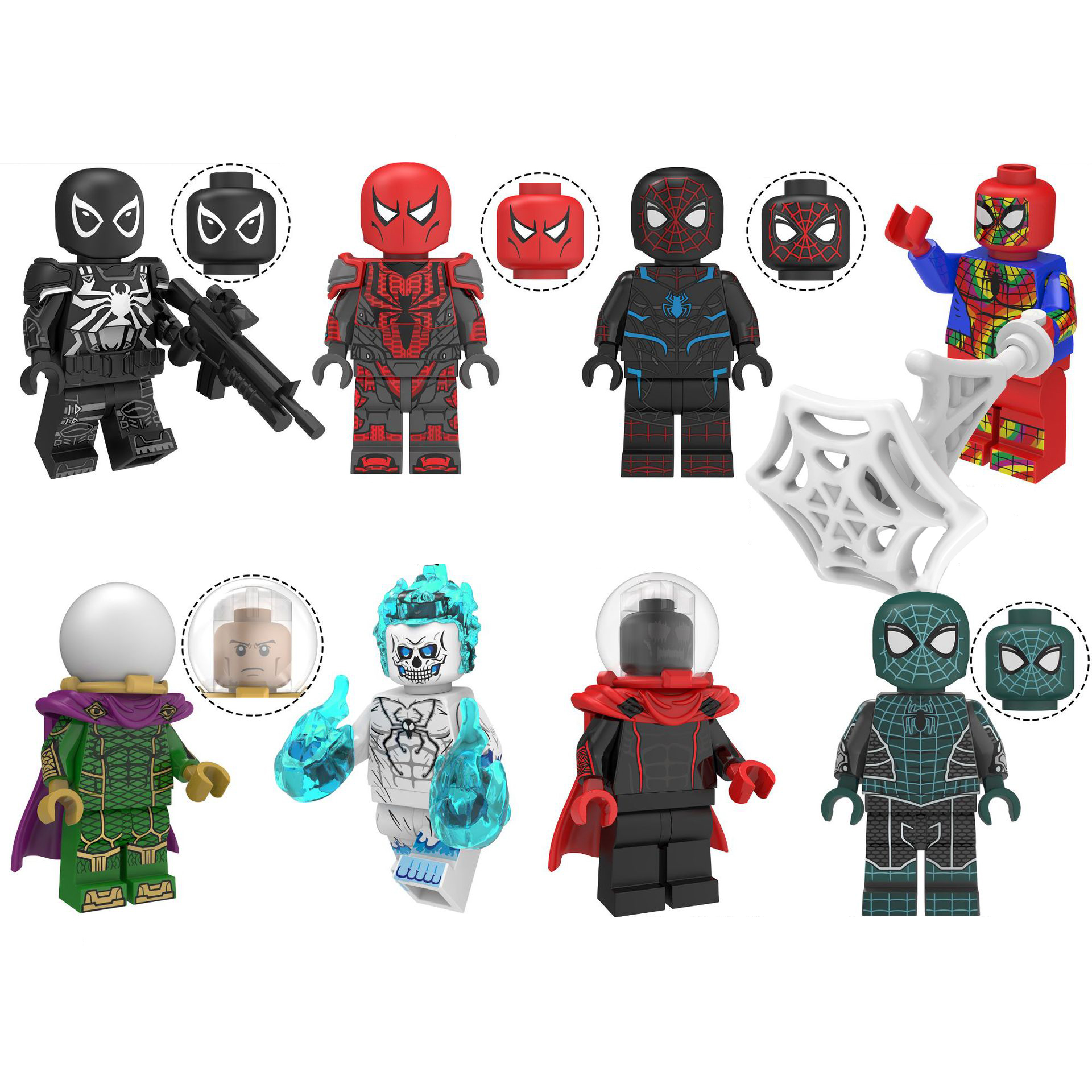Marvel Super Heroes Spider Man Custom 8 Minifigures Set KT1028