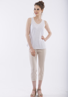 ORIENTIQUE #5688 CAPRI LENGTH PANT IN PEBBLE