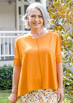 LOU LOU BAMBOO STELLA SLOUCH TOP IN PUMPKIN