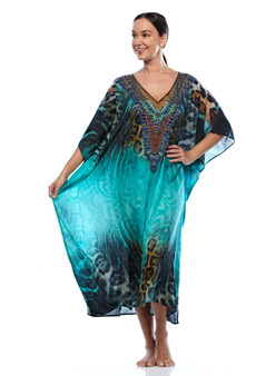 MODAL LONG KAFTAN IN JUNGLE Print by Claire Powell