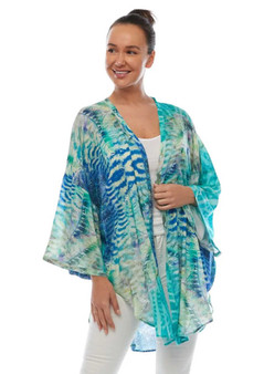 CLAIRE POWELL MODAL BEACH KIMONO IN MARINE PRINT