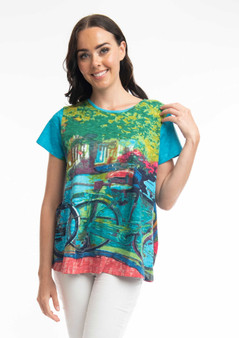 ORIENTIQUE 22871 CERTIFIED ORGANIC COTTON TEE IN BIKES PRINT