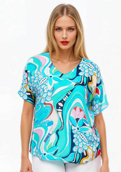 Claire Powell V-Neck MODAL Top in SAKURA Print