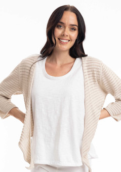 Orientique Cotton Knit Tie Shrug (#1275) in SAND