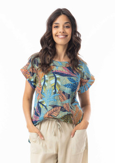 Orientique Rolled Neck Top in TAYRONA Print (#61754)