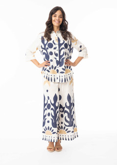 Orientique Wide Leg Crop Pant in NAZCA Print (#4658) with Nazca Print Shirt (#42190)