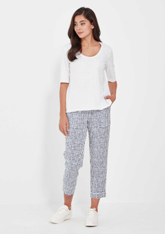 Verge Acrobat Pant in Tile Print in Denim/White (#9871)