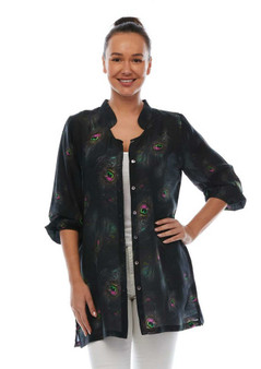 Claire Powell Bemberg Silk Shirt in PEACOCK PRINT